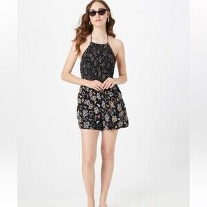 Superdry Vintage Smocked Halter Romper Olivia Paisley Black Tassel Tie Shorts